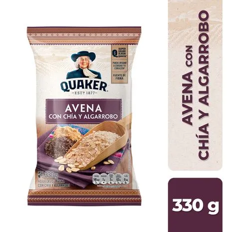 AVENA QUAKER CHIA Y ALGARROBO X 330 GR  