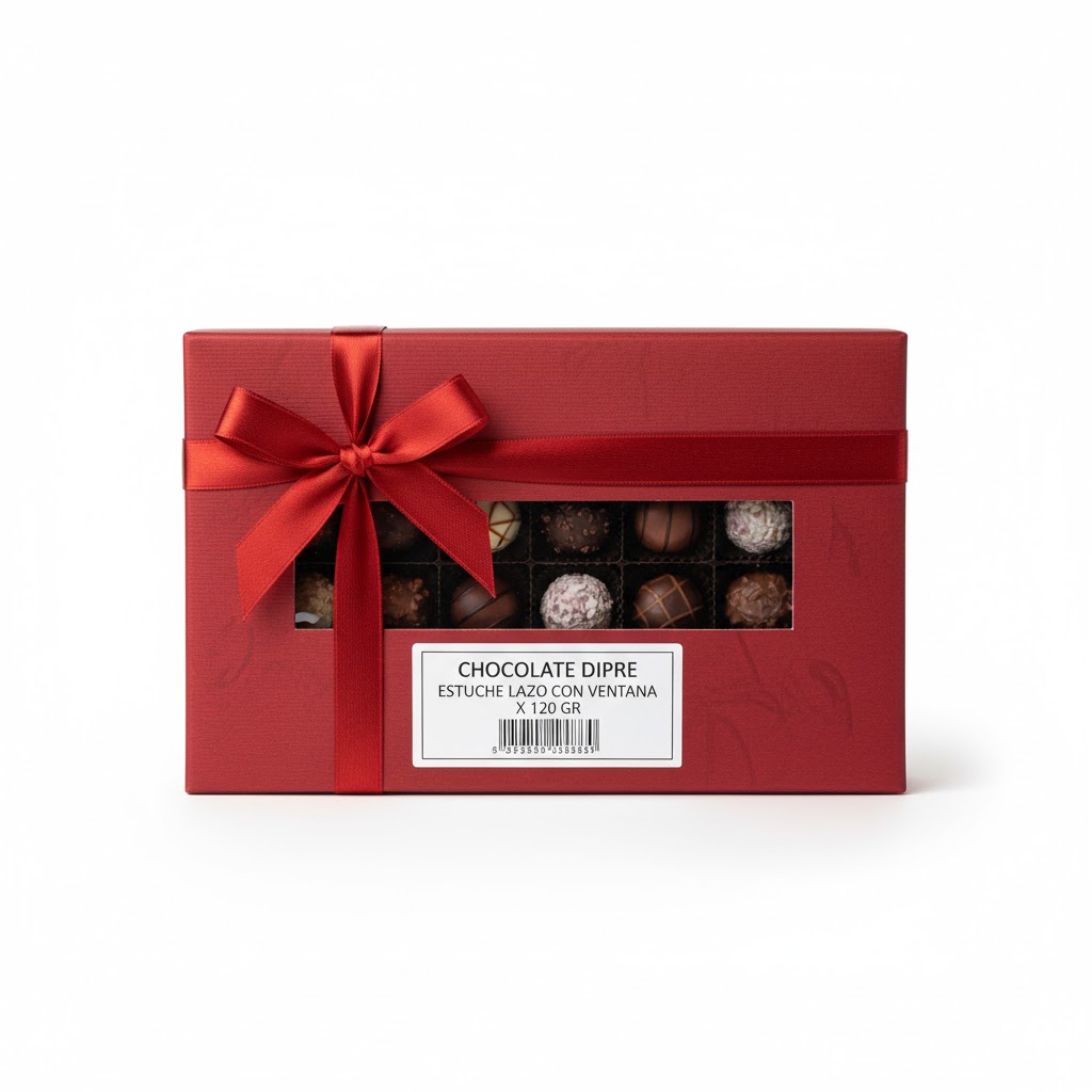 CHOCOLATE DIPRE ESTUCHE LAZO CON VENTANA X 120 GR  